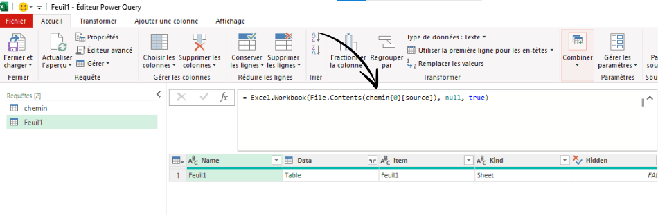 chemin source power query