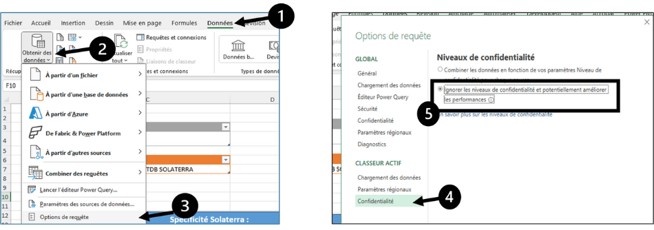 ignorez les niveaux de confidentialité excel